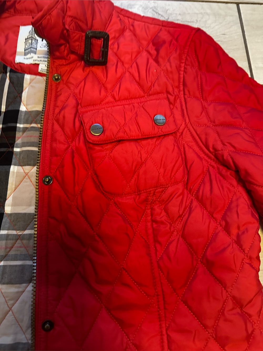 London Fog Heritage Red Quilted Jacket Women’s Large Plaid Lined - Picture 5 of 6